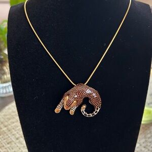 14kt gold and enamel slide leopard / panther  pendant.